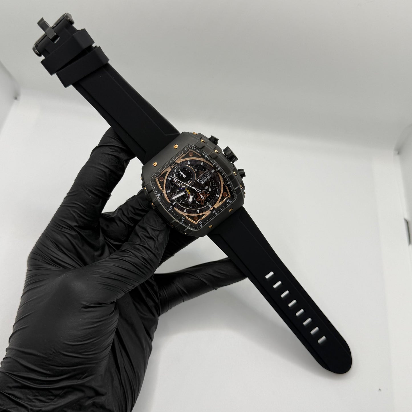 Ferrucci Stop watch black strap with 1 year warranty