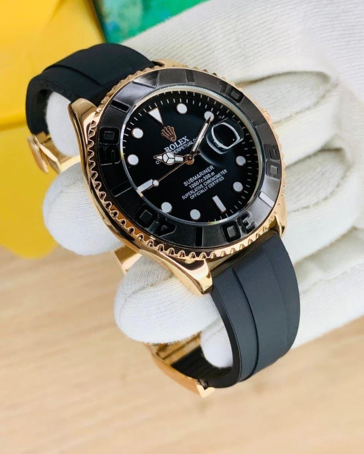 Rolex strap golden with black rotaiting dial