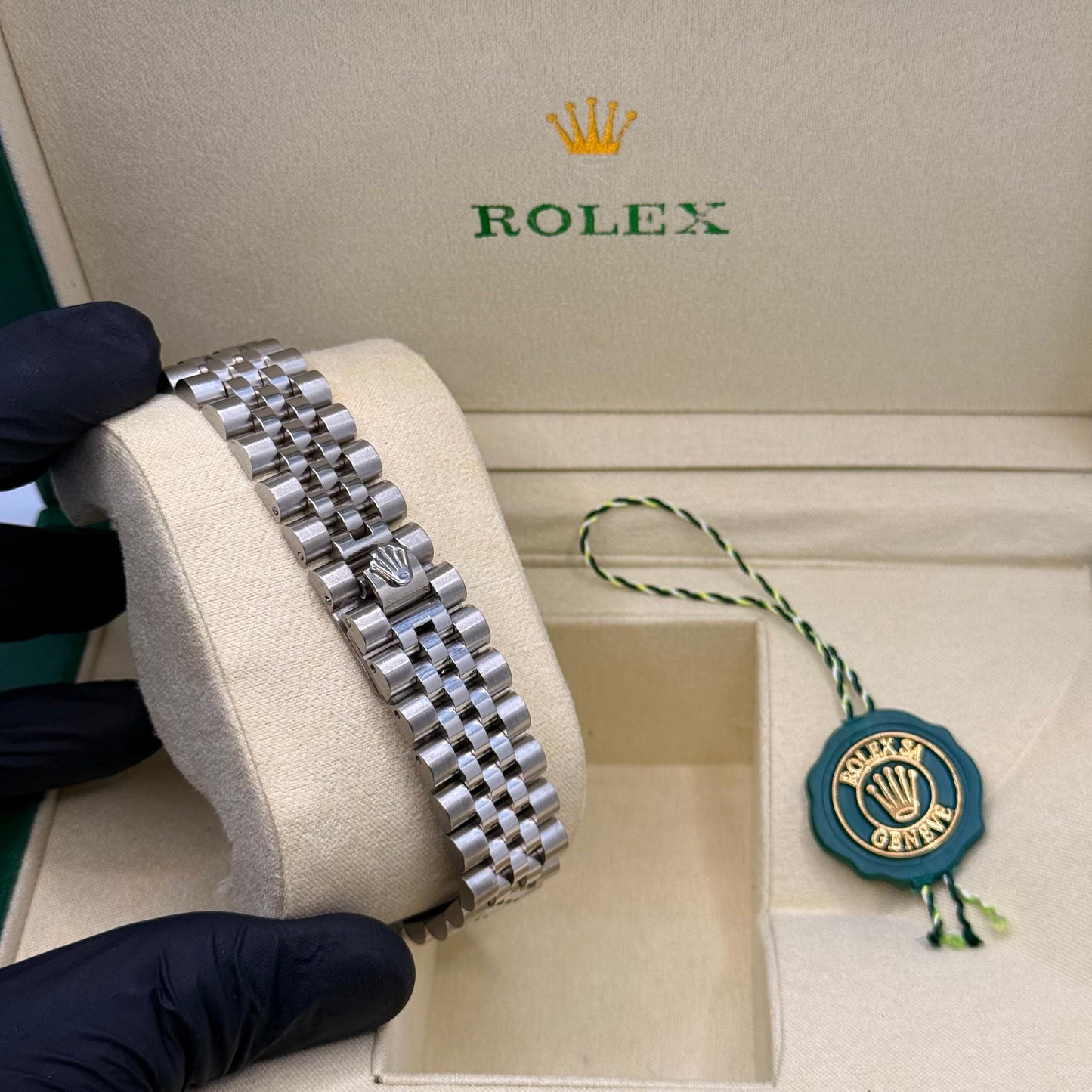 Rolex jubliee chain  silver with black dial