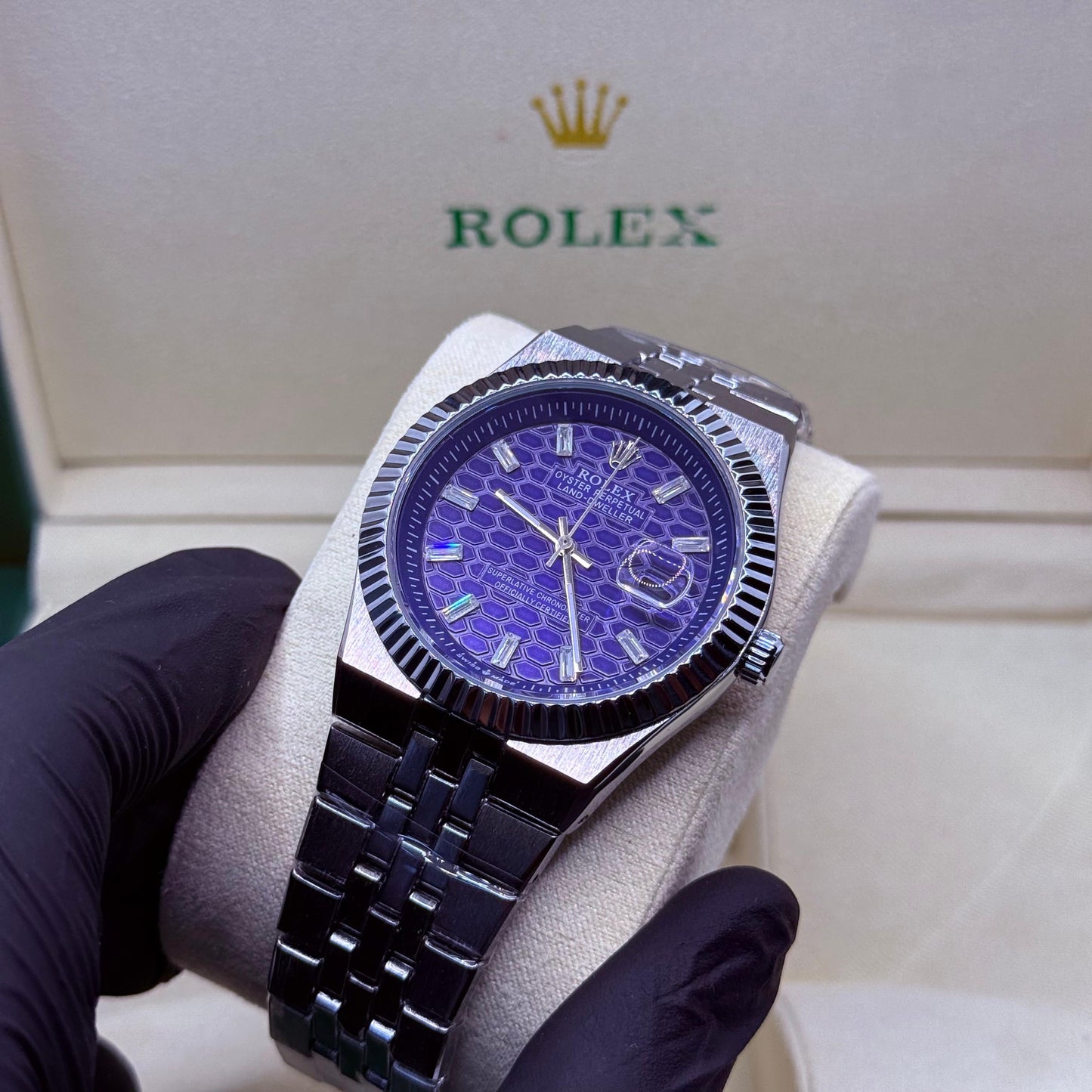 Rolex Land Dweller silver with blue dial