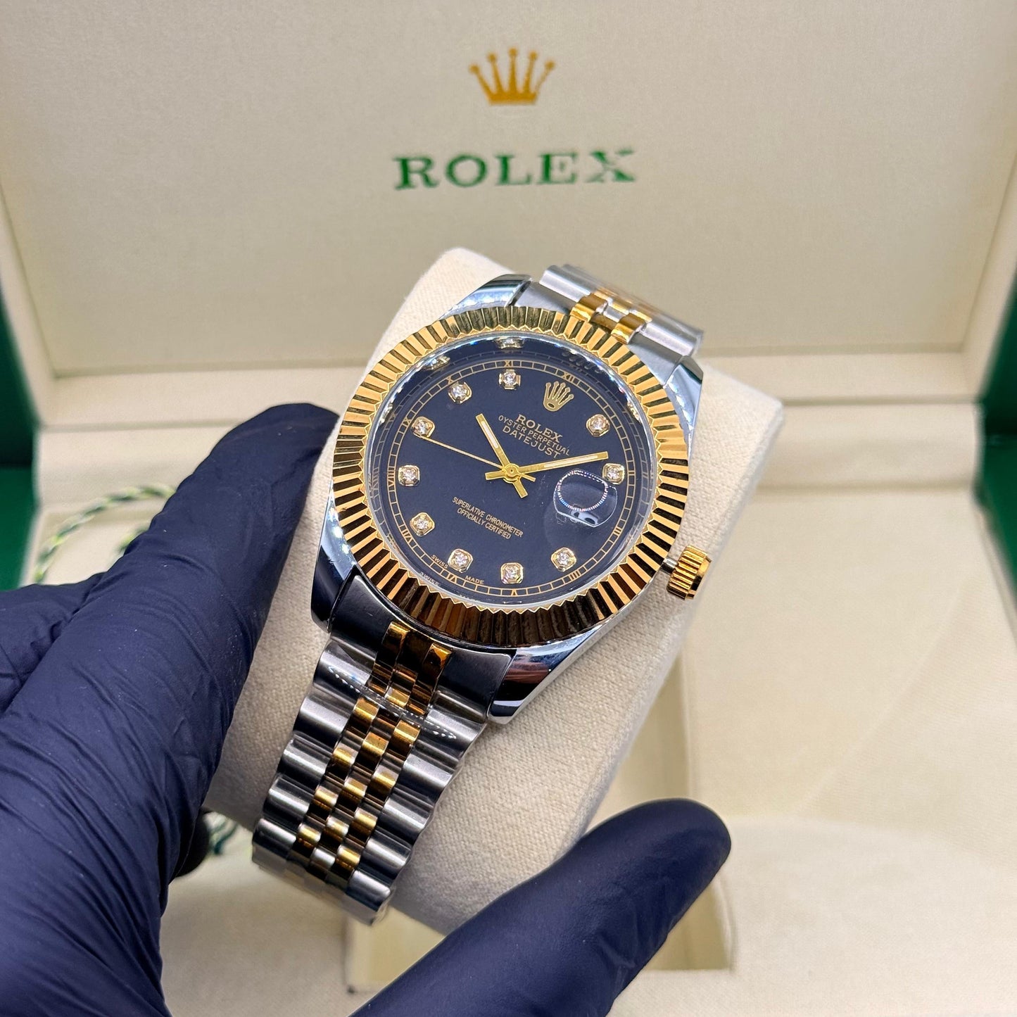 Rolex jublie  chain truetone black dial