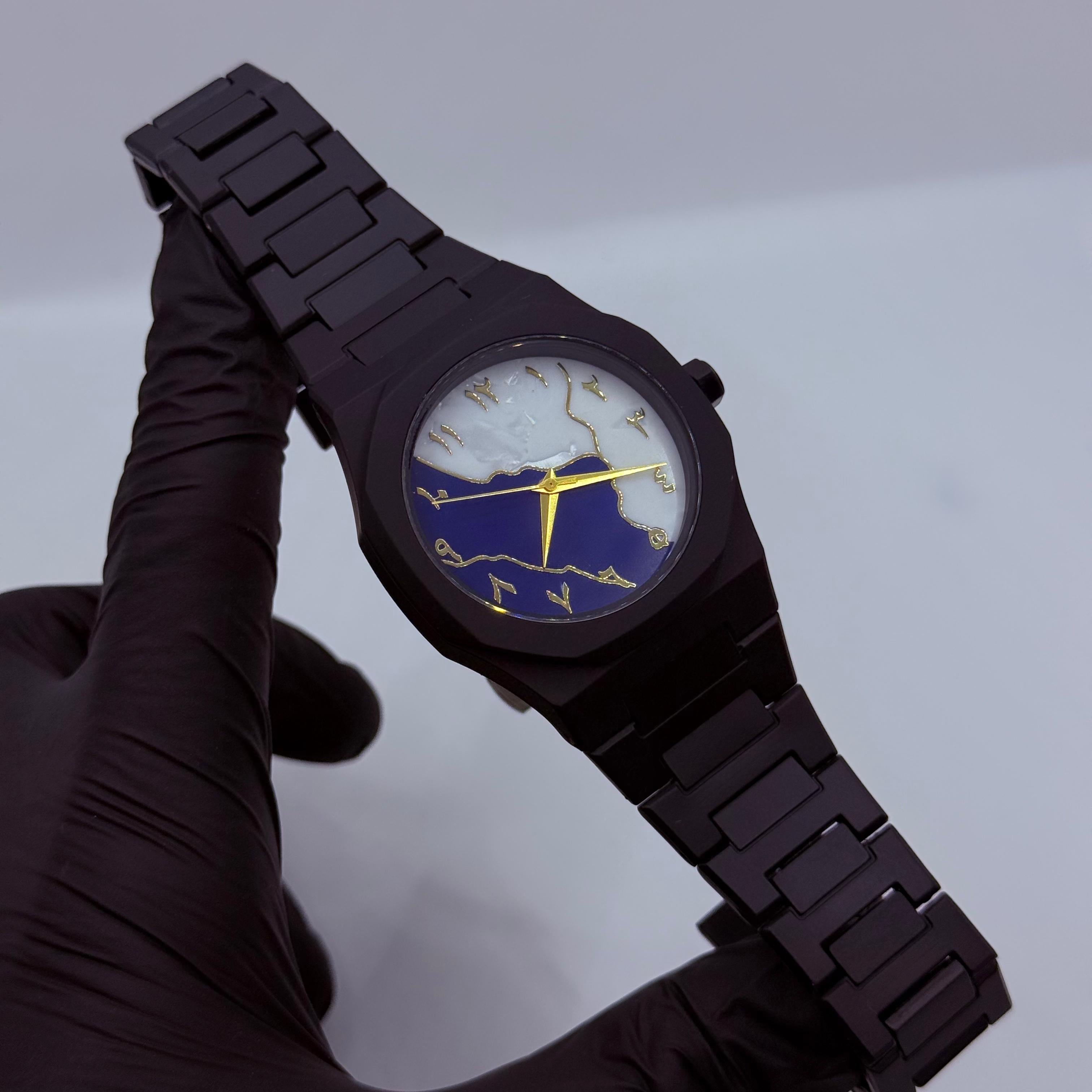 Black Arabic Aura Blue Mabel Dial ( Fabric Material )